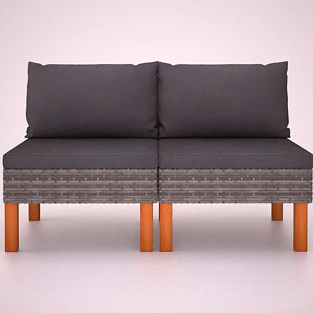 Modular Corner Sofa in Poly Rattan and Eucalyptus Wood vidaXL