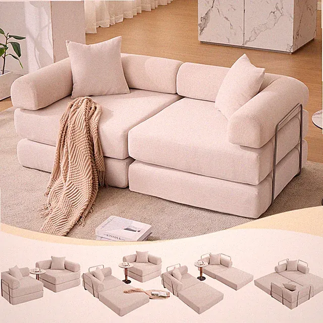 Modular Couch Sofa Bed for Apartment,Convertible Sofa Bed,Fixed-Shape Frame &