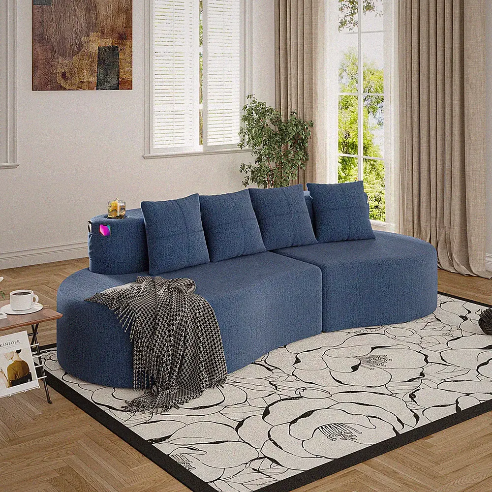 Modular Curved Moon Compressed Half Seat Sectional Sofa Minimalist