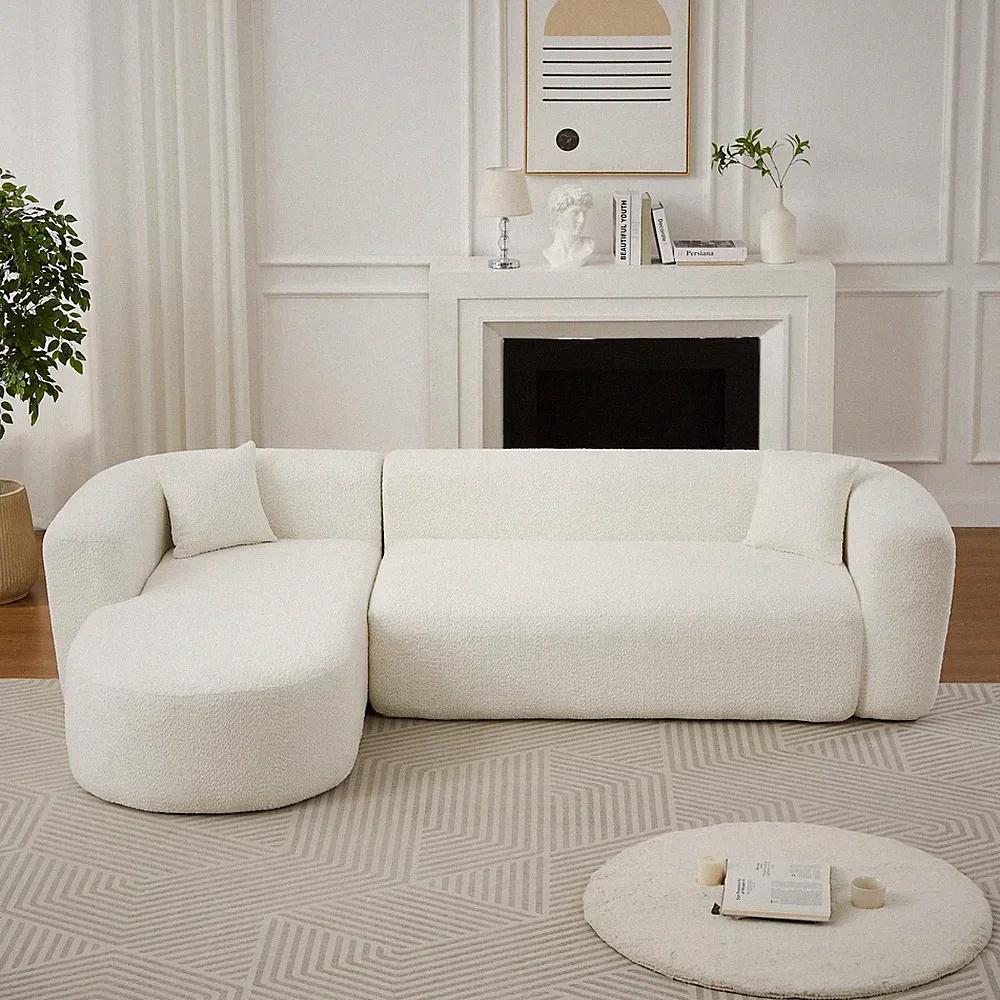 Modular Curved Sectional Sofa Chenille Cloud Couch L-Shape Boneless Living Room