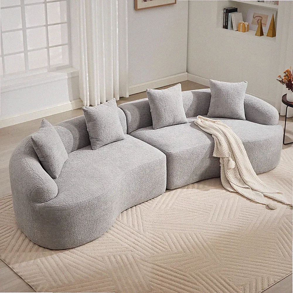 Modular Curved Sectional Sofa High-Density Foam Construction Grey