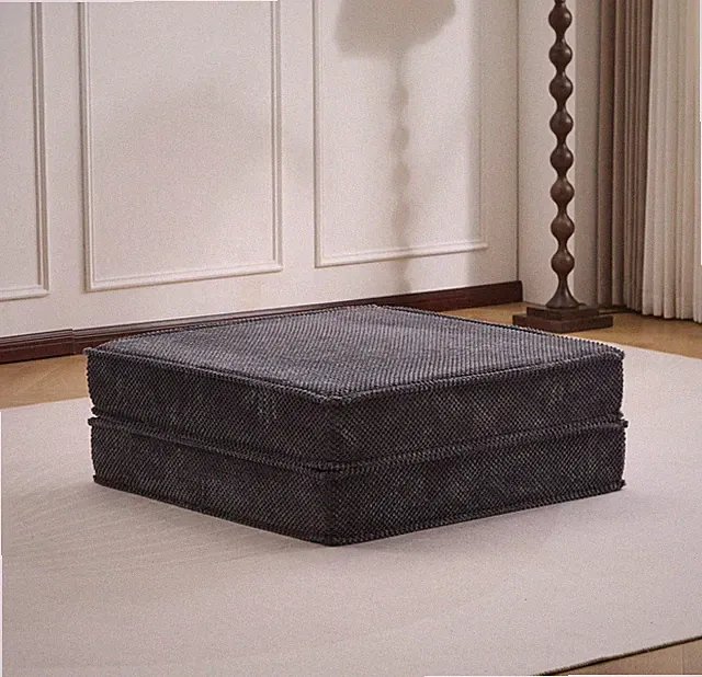 Modular Fabric Sectional Sofa Sleeper with Ottoman Dark Grey