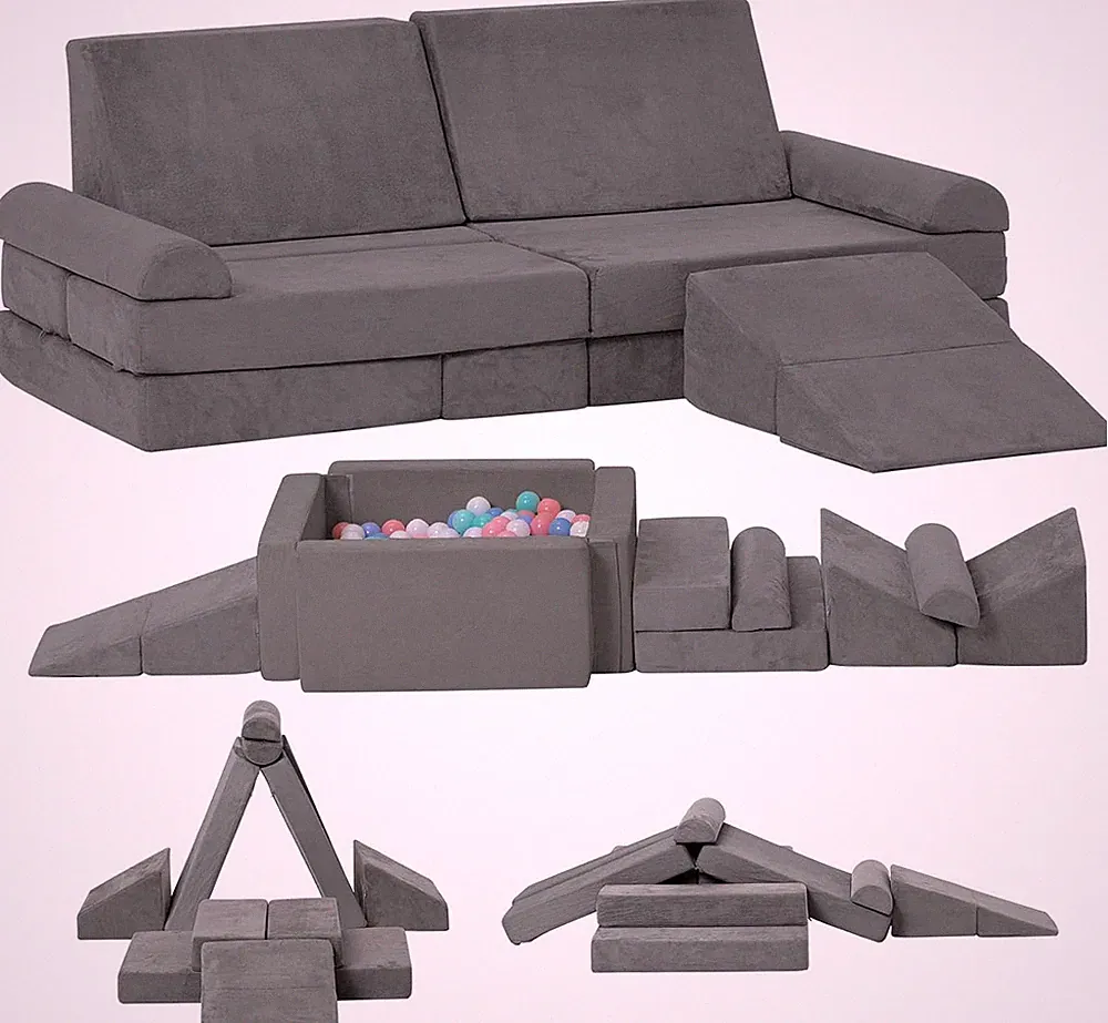 Modular Kids Couch with Ball Pit - Convertible Foam Play Sofa for Toddlers