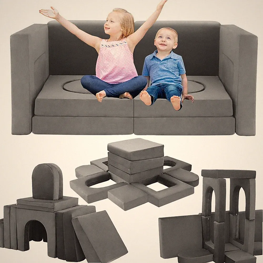 Modular Kids Play Couch 12PCS - Convertible Sofa & Cushions for Fun Playroom