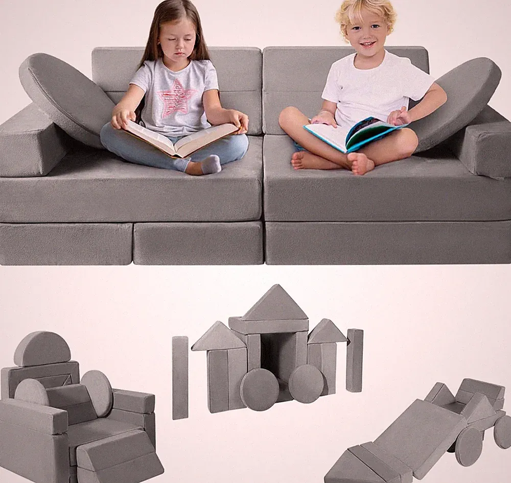 Modular Kids Play Couch 15PCS - Versatile Foam Sofa for Play, Climb & Relax
