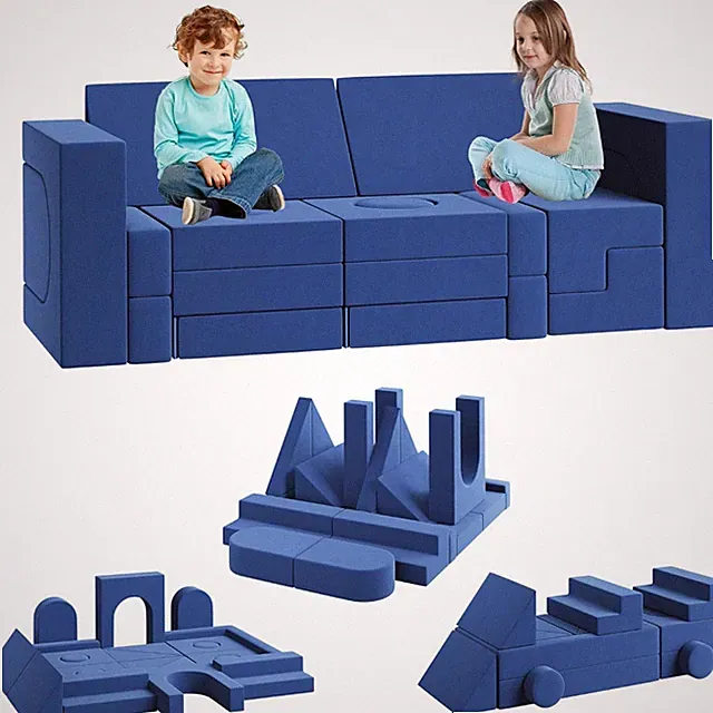 Modular Kids Play Couch 22Pcs: Convertible Foam Play Sofa for Bedroom & Playroom