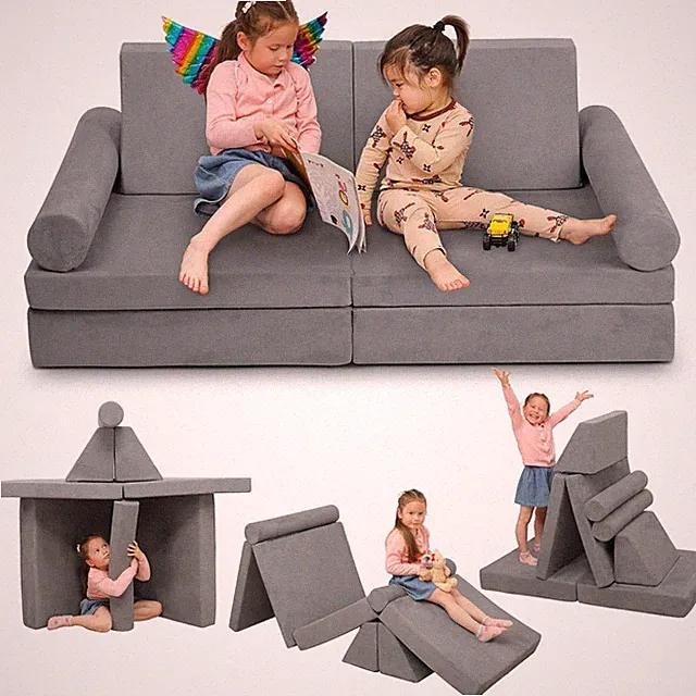 Modular Kids Play Couch - Convertible Foam Cushion for Fun Playrooms