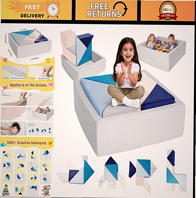 Modular Kids Play Couch & Fort, Convertible Sofa with Ball Pit - Creative Fun!