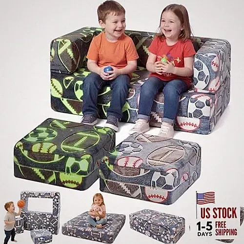 Modular Kids Play Couch, Glow in Dark Kids Sofa, Child Sectional Sofa, Ball