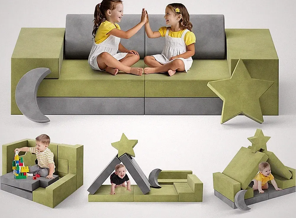 Modular Kids Play Couch, Kids Couch for Playroom Bedroom,Toddler Building Sofa