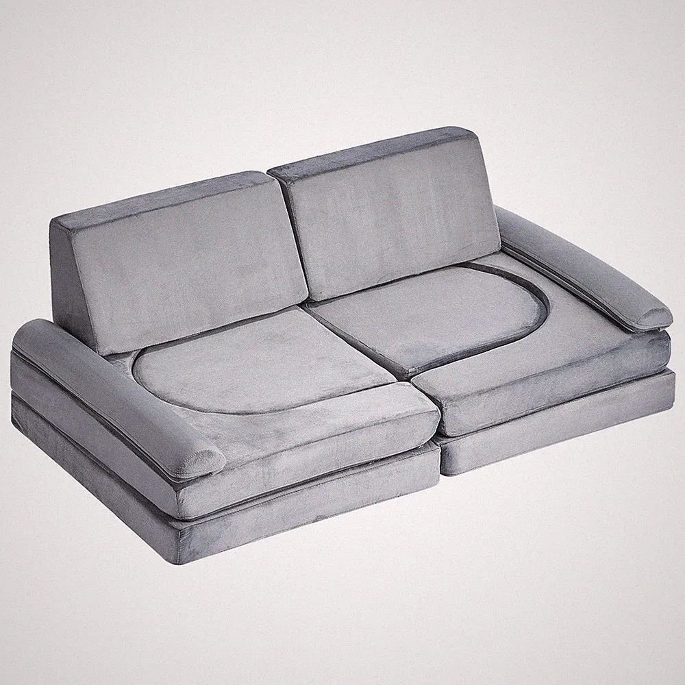 Modular Kids Play Couch, Sectional Toddler Sofa with Armrests, 28D Sponge