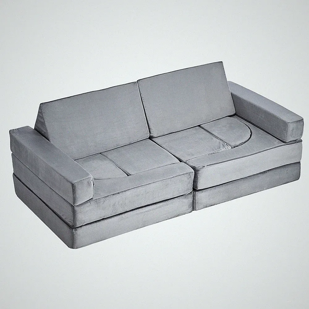 Modular Kids Play Couch, Sectional Toddler Sofa with Armrests, 28D Sponge & Shor