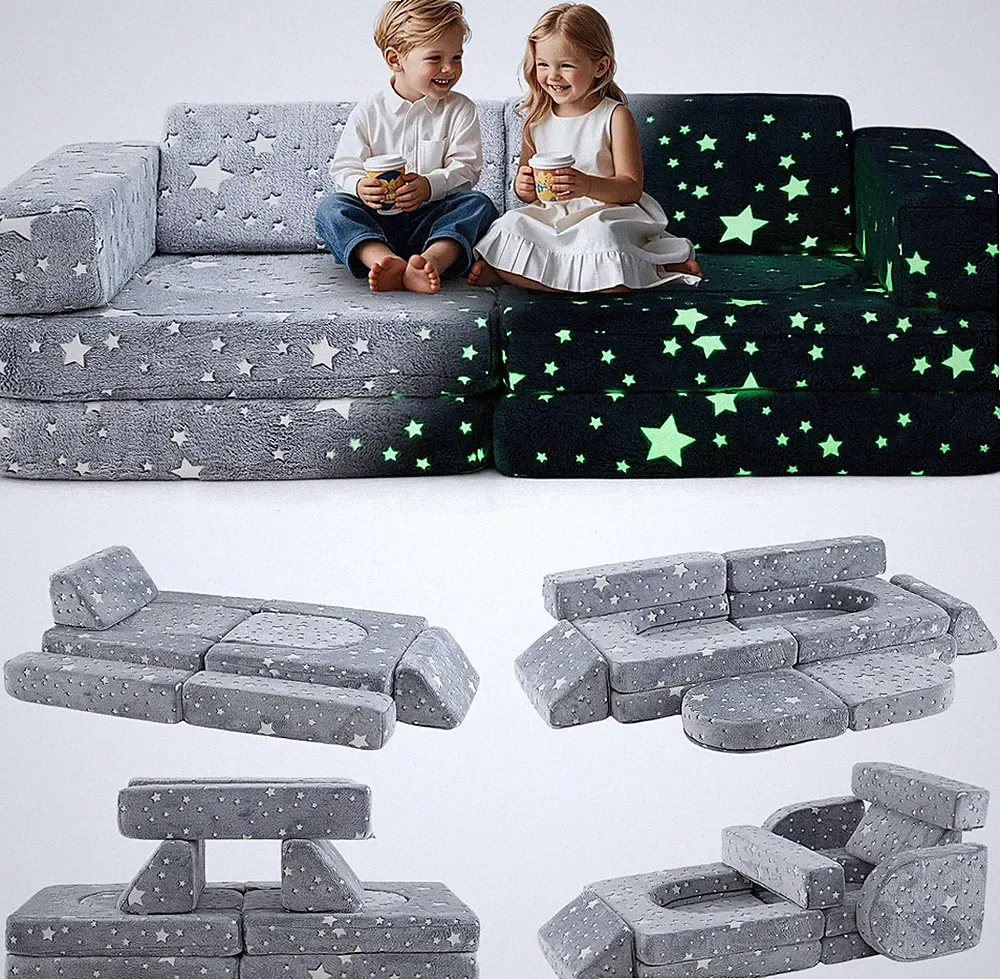 Modular Kids Play Couch Set - 10PCS Soft Foam Furniture for Creative Play