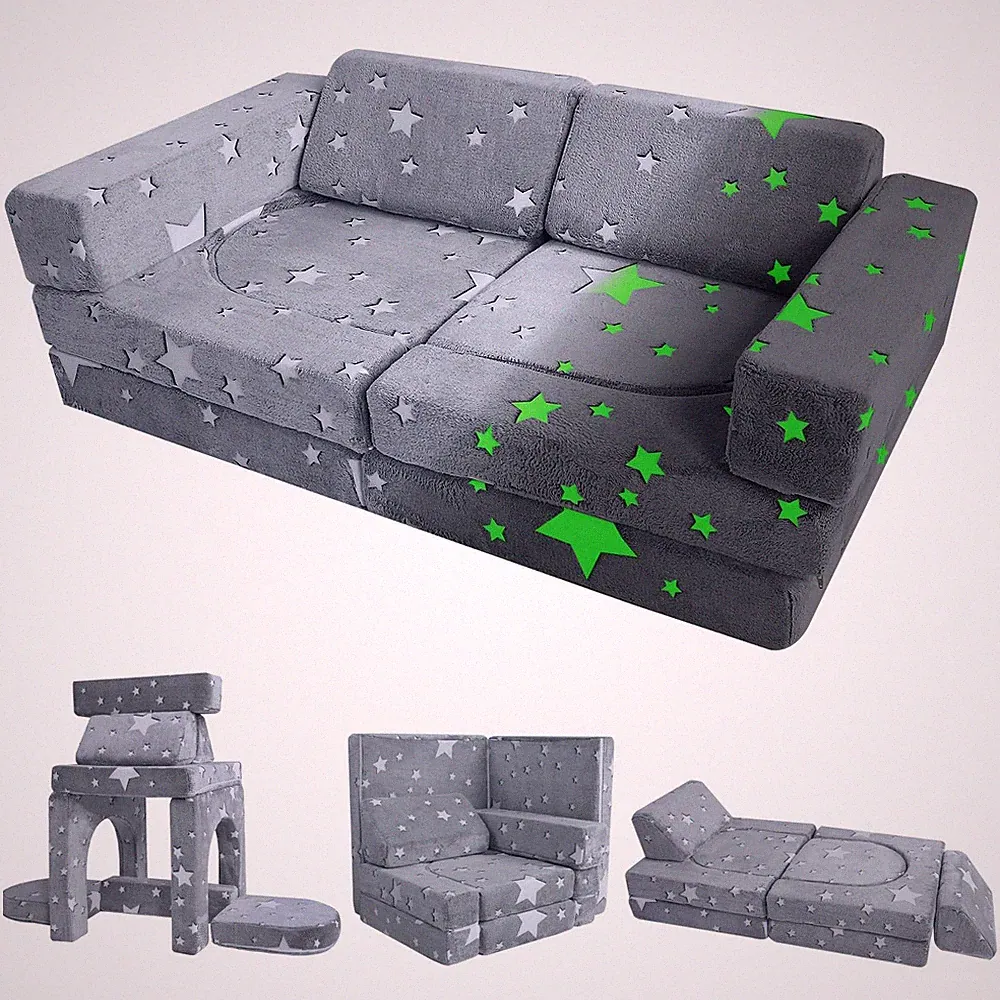 Modular Kids Sofa, 10-Piece Foam Sectional Couch for Kids, Convertible Childr...