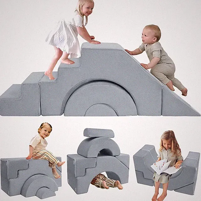 Modular Kids Sofa – Convertible Foam Couch with Slide & Stair,Playroom & Bedroom