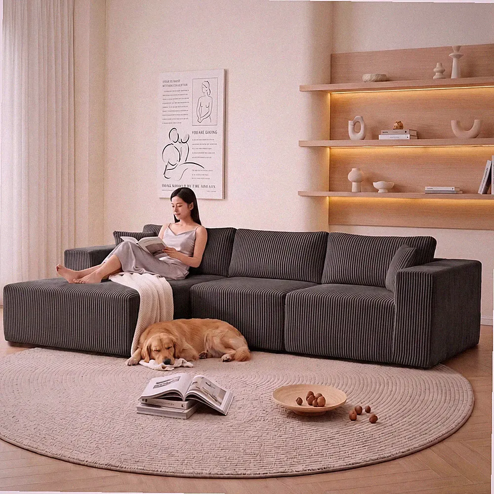 Modular L Shape Sectional Sofa Modern with Chaise Lounge No Assembly Gray/Black