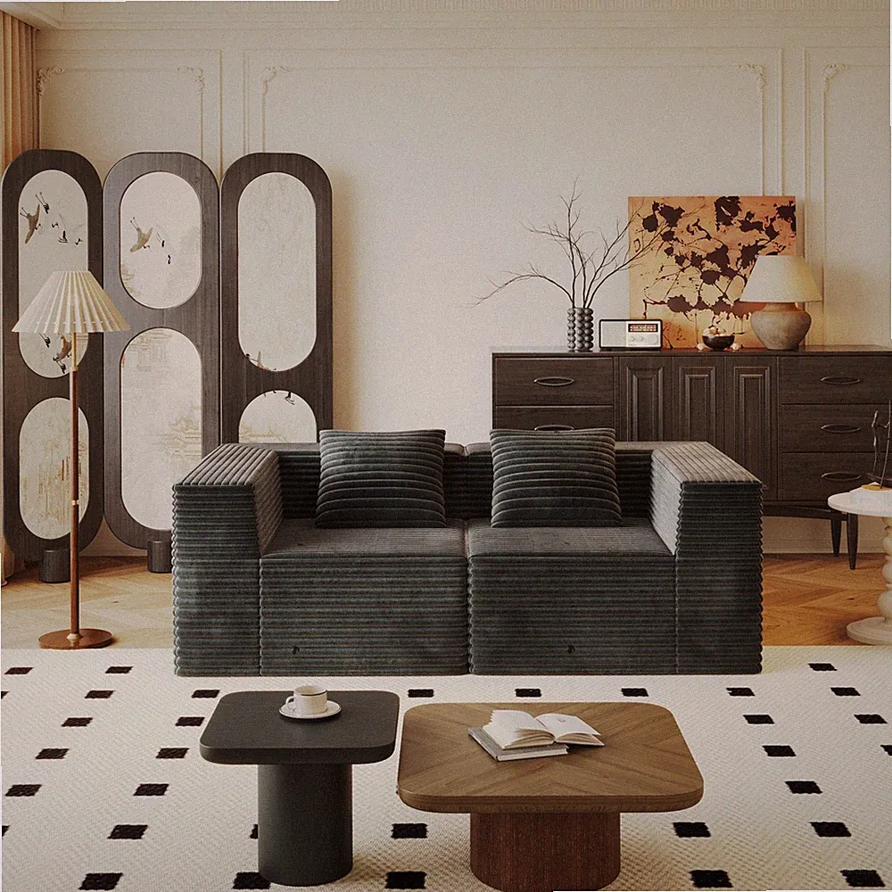 Modular L-Shape Sectional Sofa with Deep Seat & Memory Foam