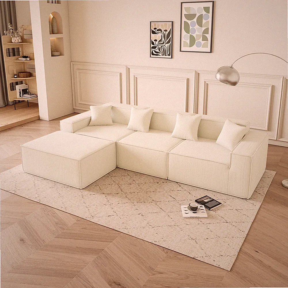 Modular L-Shaped Sectional Sofa w/ Reversible Chaise for Apartments Dark Gray