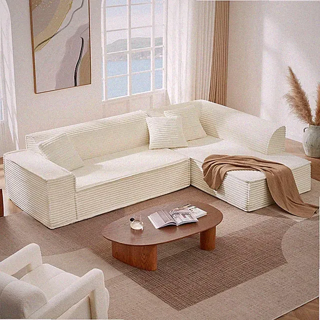 Modular L-Shaped Sofa, Oversized Deep Seat Sectional Couch, Modern Comfy Boneles