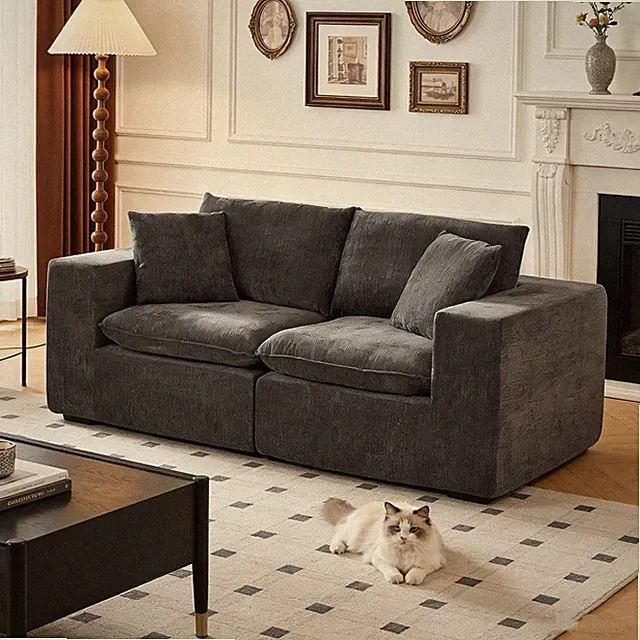 Modular Loveseat Cloud Sofa,79'' Chenille Sectional Couch with Wider Armrest and