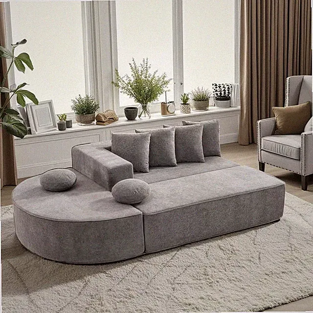 Modular Memory Foam Sofa Sleeper No Assembly Required Modern Fabric Couch