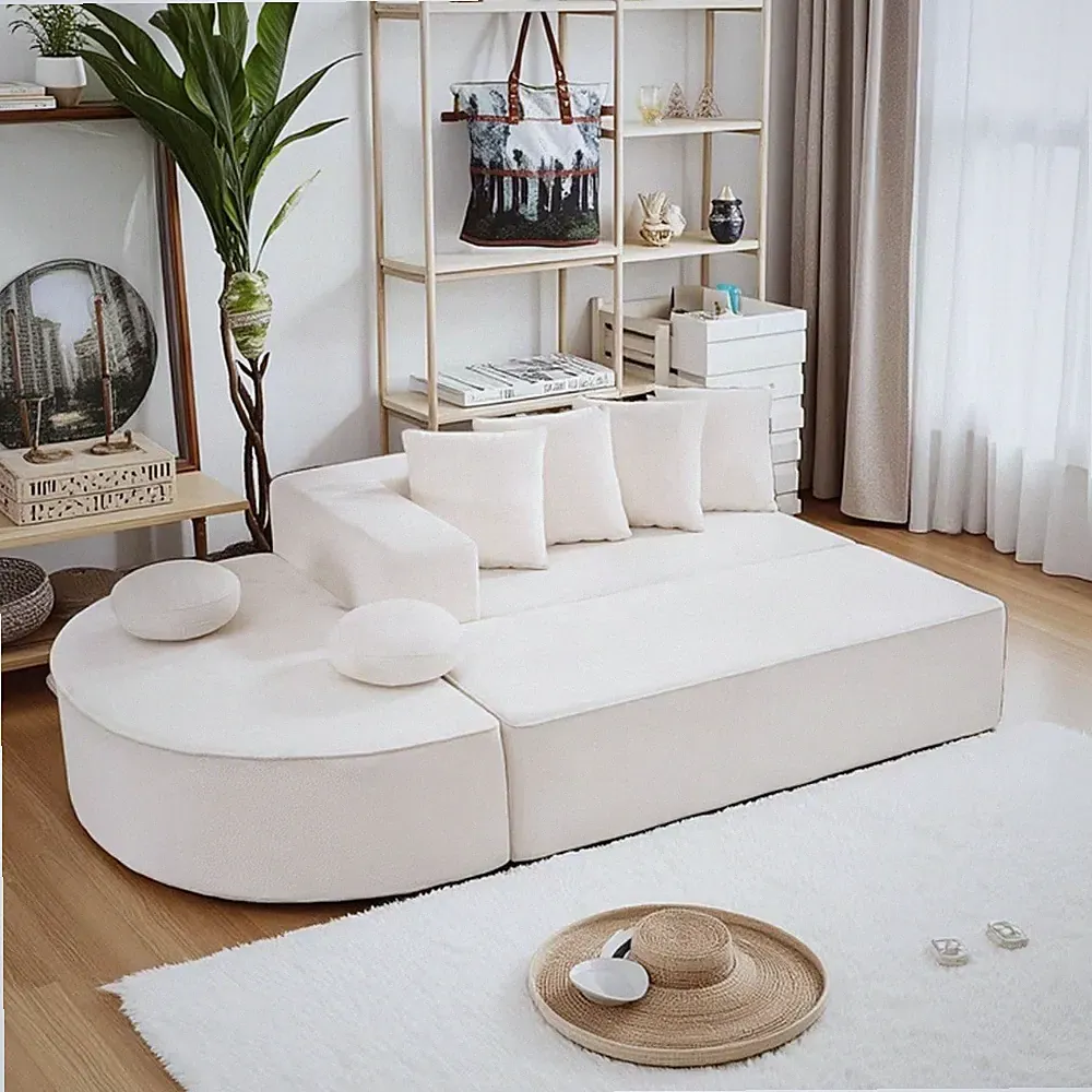 Modular Memory Foam Sofa Sleeper No Assembly Required Modern Fabric Couch