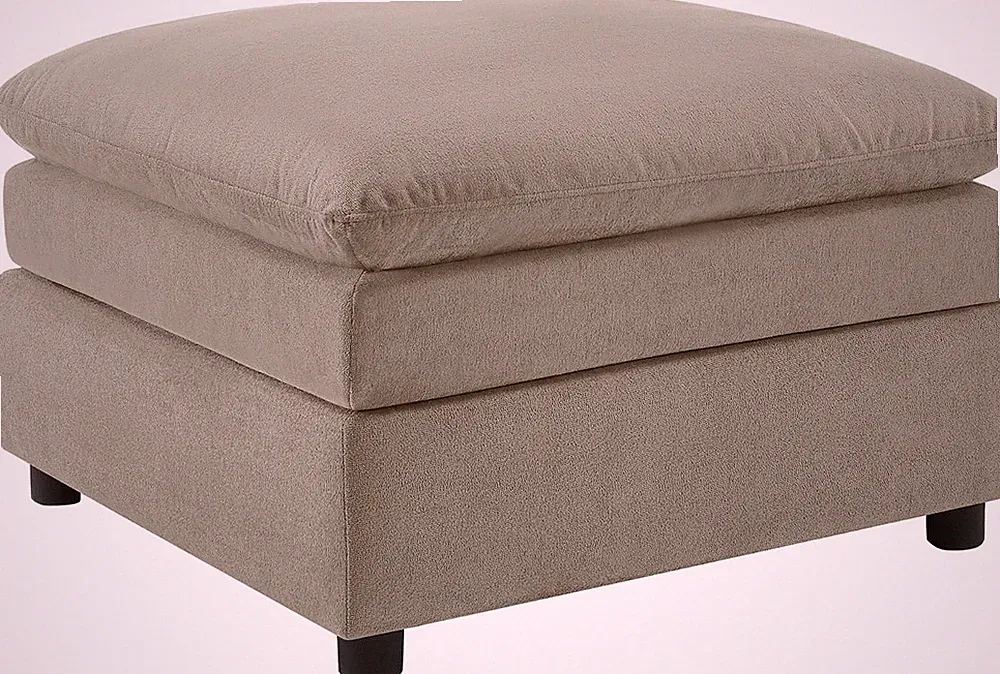 Modular Ottoman Seat Sectional Sofa Cube Footstool Taupe Terry