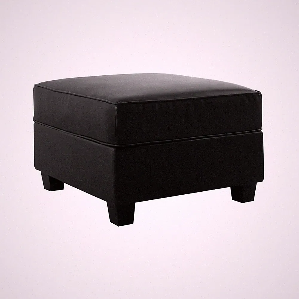 Modular Ottoman Square Sectional Black Cube Sofa with Faux Leather