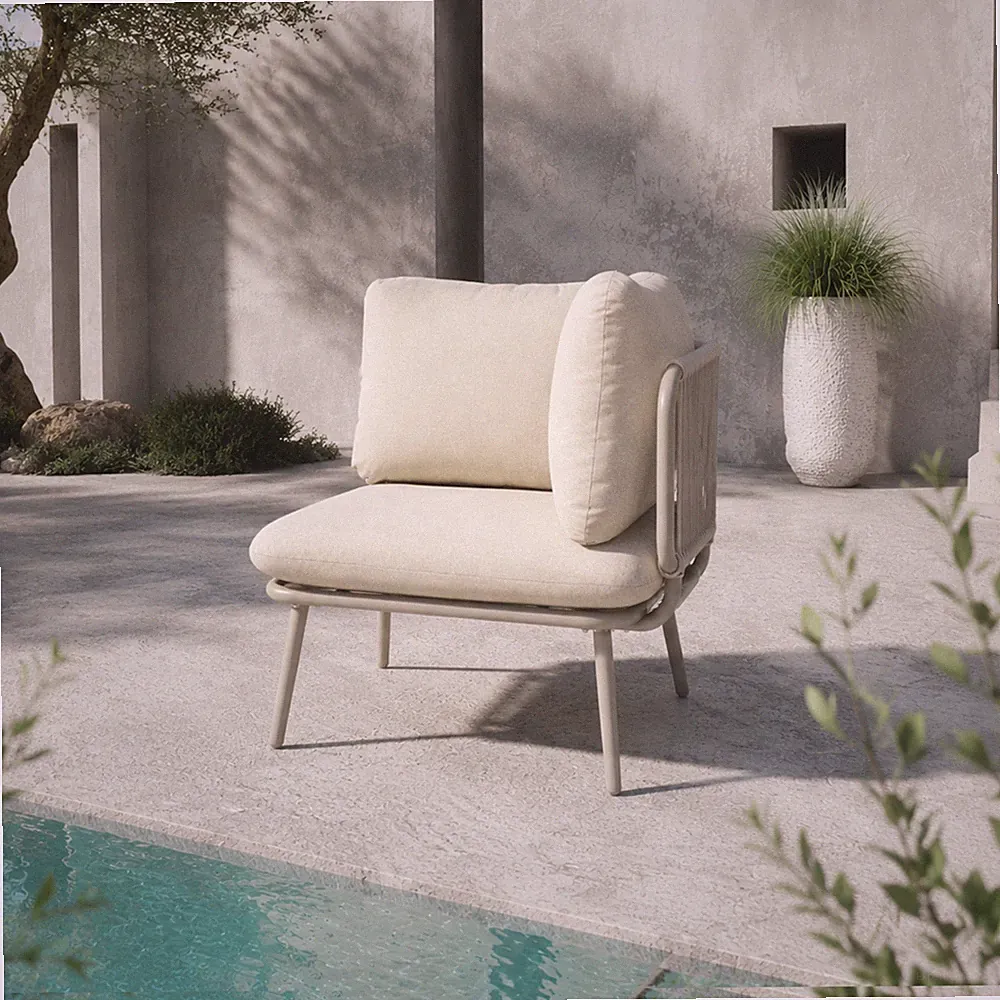 Modular Outdoor Rope Corner Sofa Chair With 4" Cushions