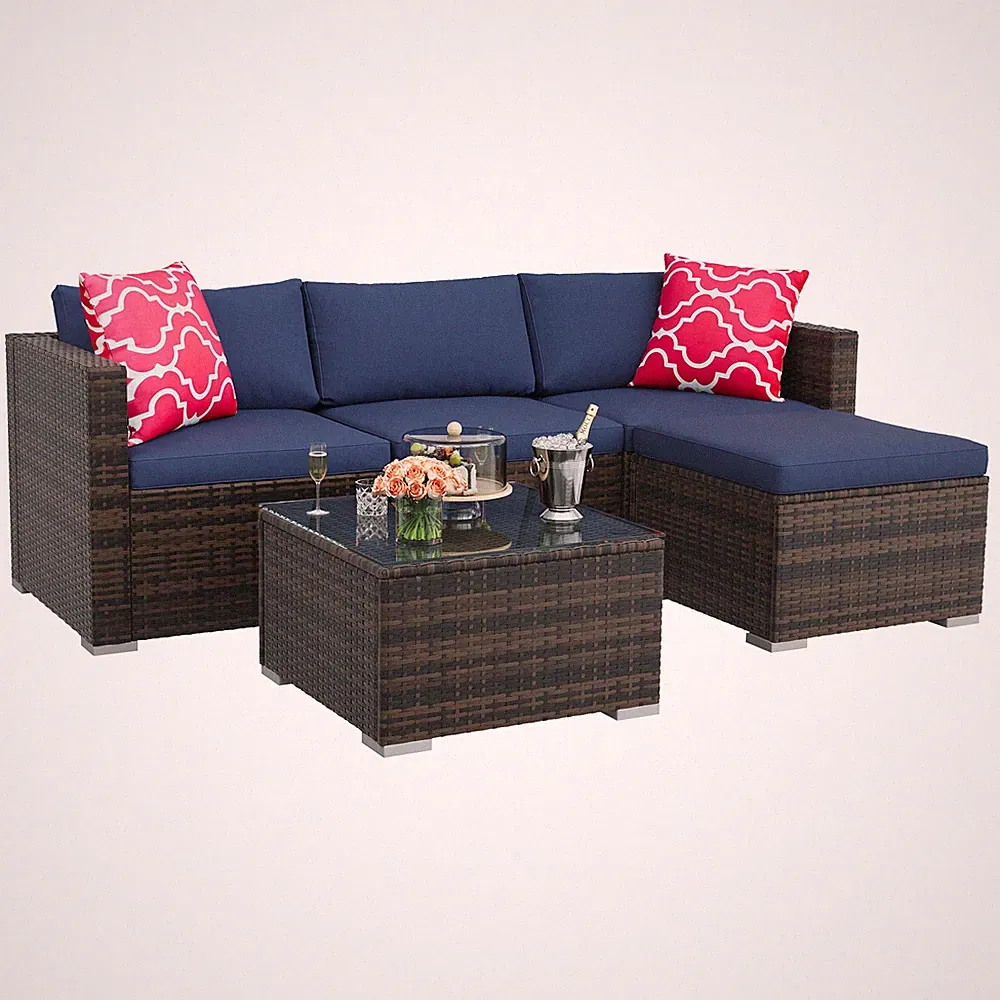 Modular Patio Sofa Table Set Outdoor Sectional Couch Conversation Furniture Unit