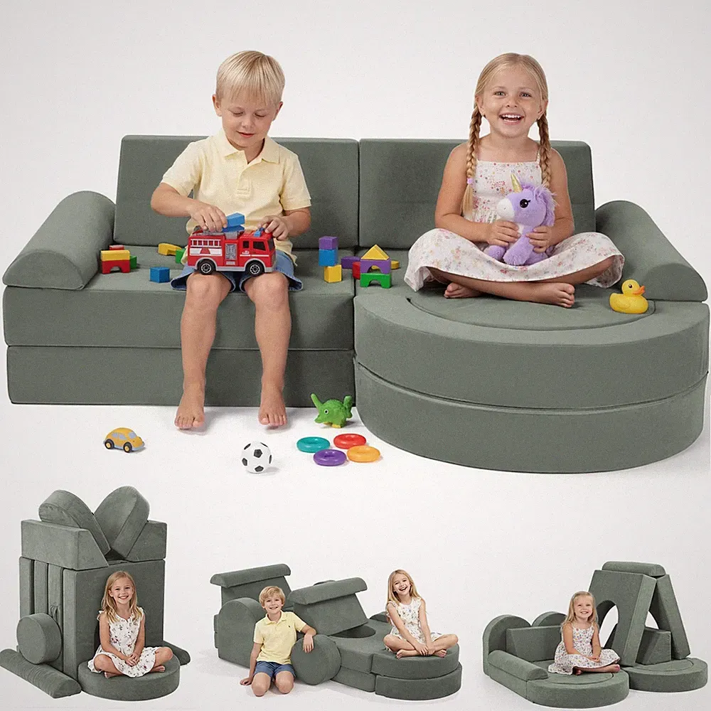 Modular Play Couch 16pcs, Couch for Playroom, Bedroom, Modular Play Sofa, Sof...