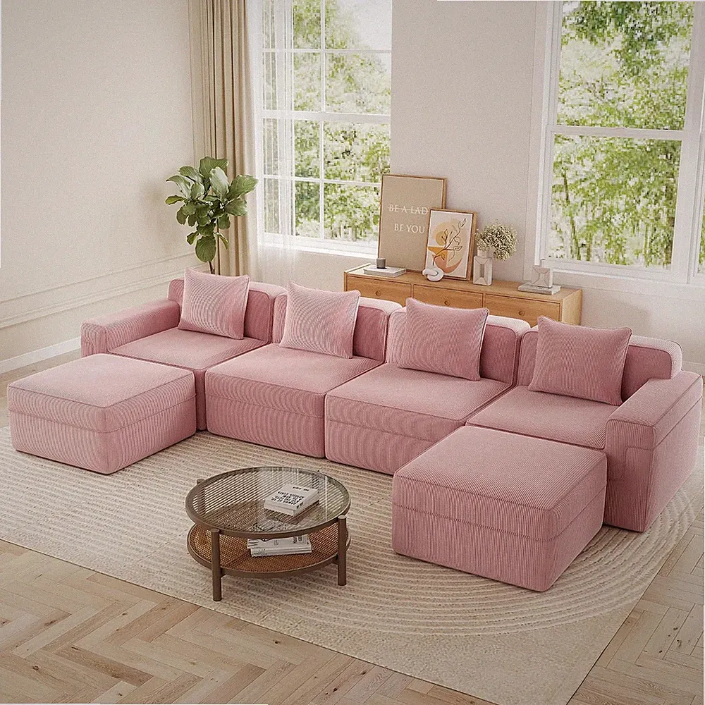 Modular Sectional Cloud Couch, 153.5'' Boneless Couch Sofa with Deep Seat, Cordu