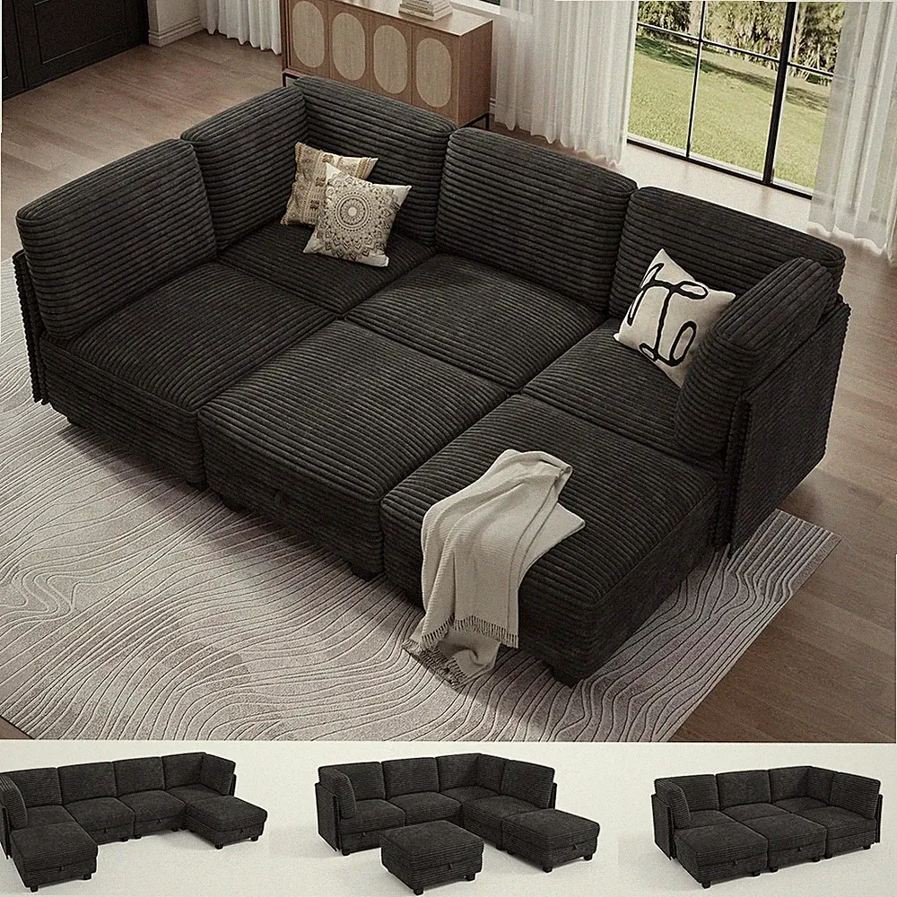 Modular Sectional Cloud Couch, Convertible Sleeper Sofa Bed for Living Room