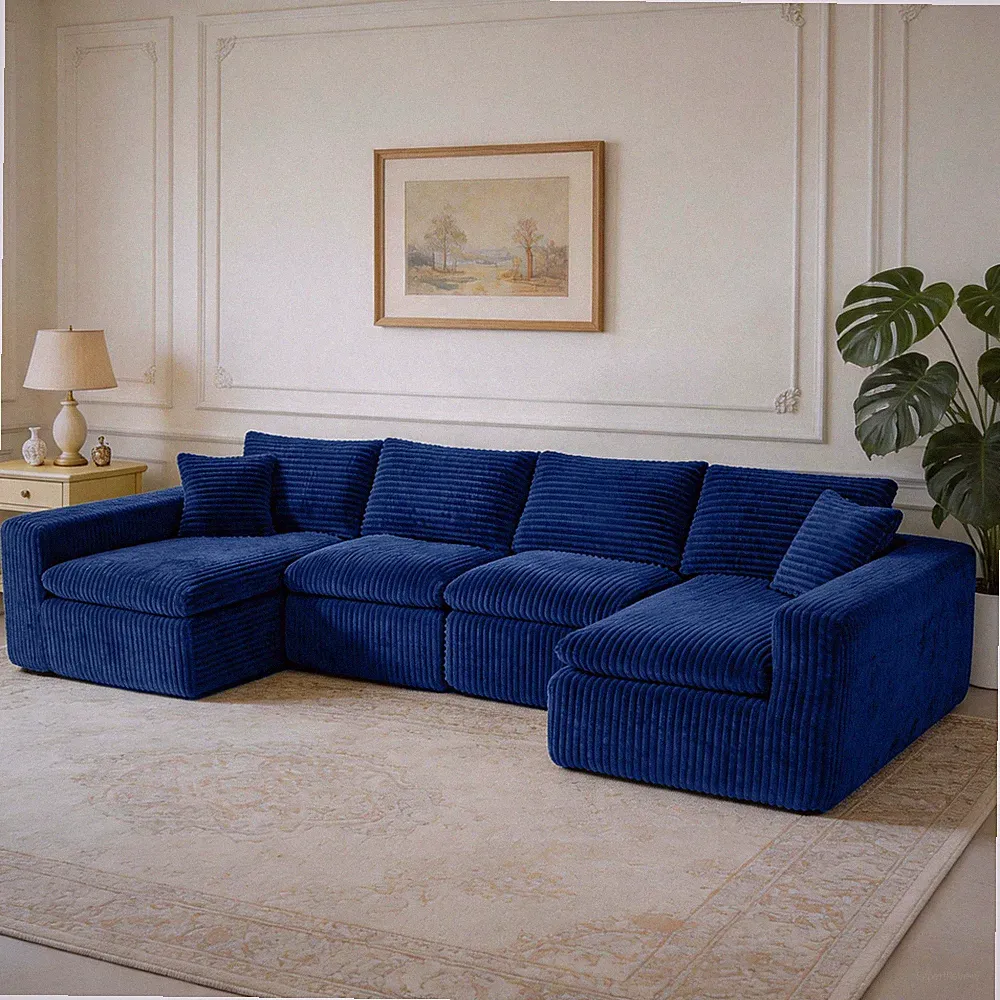 Modular Sectional Cloud Couch for Living Room-130" Modular U Shaped Sectional Co