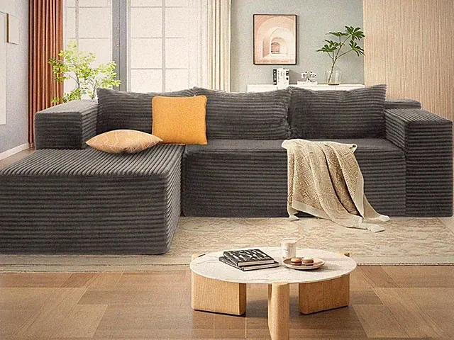 Modular Sectional Cloud Sofa,3-Seat Boneless Couch Convertible Soft Sofa Bed