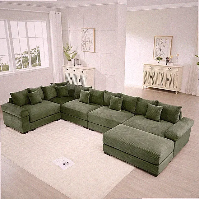 Modular Sectional Cloud Sofa Couch with Ottoman,Modern Deep Seat L-Shaped Corner