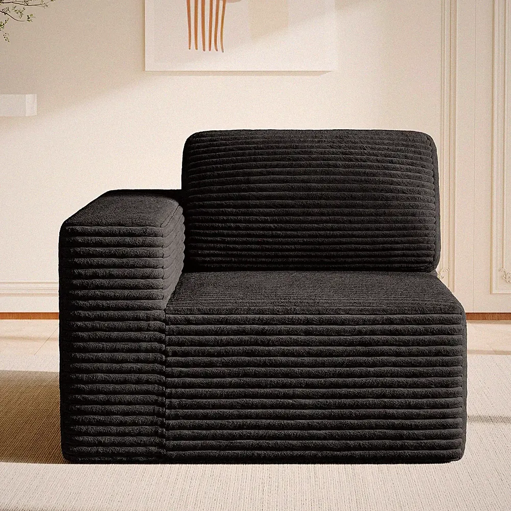 Modular Sectional Corduroy Cloud Couch Left-Arm Chair Spring Cooling Boneless
