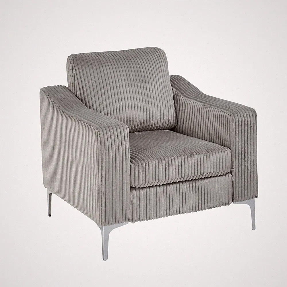 Modular Sectional Corduroy Sofa with Armrests, Convertible, Gray