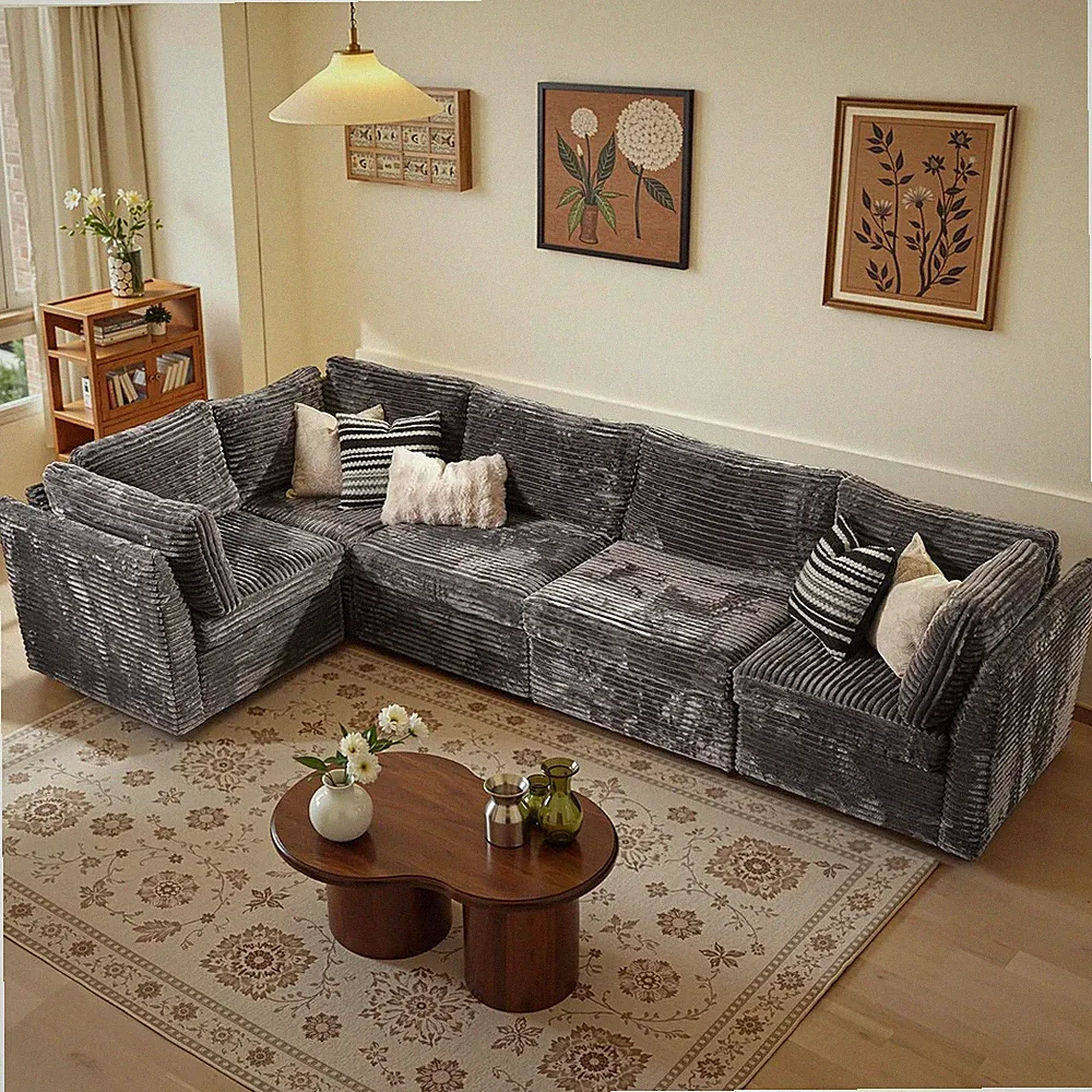 Modular Sectional Couch,5 Pieces Sectional Couches for Living Room,131X65 L Shap