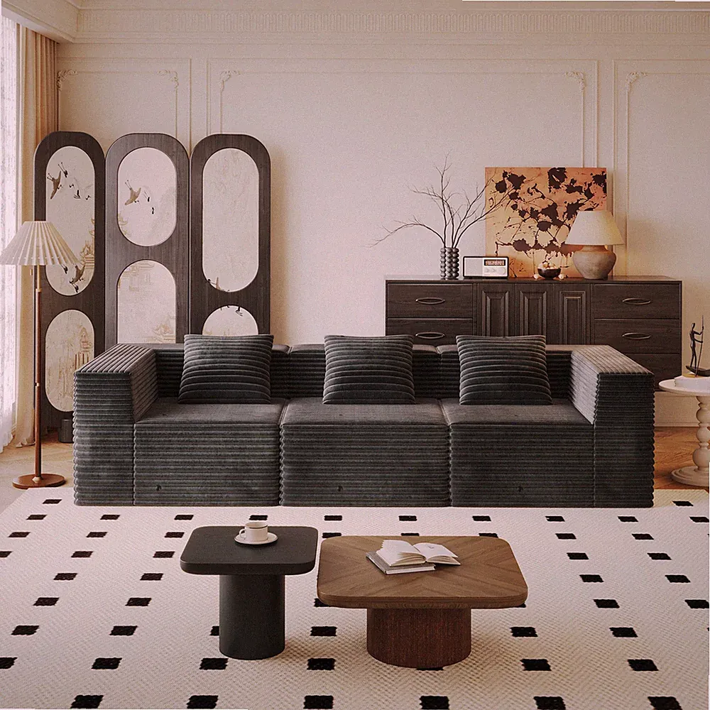 Modular Sectional Couch,Boneless Sofa w/Deep Seat,High Density Memory Foam,Compr