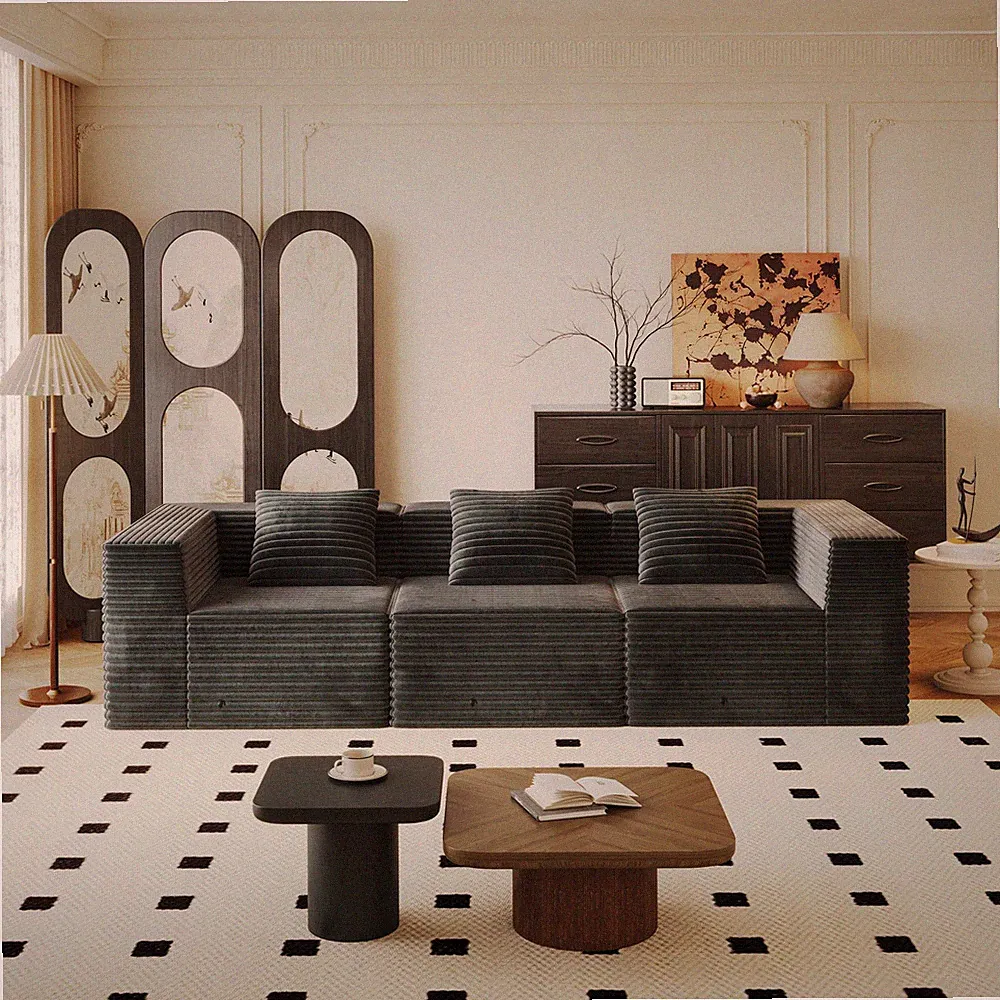 Modular Sectional Couch, Boneless Sofa with Deep Seat, High Density Memory Foam