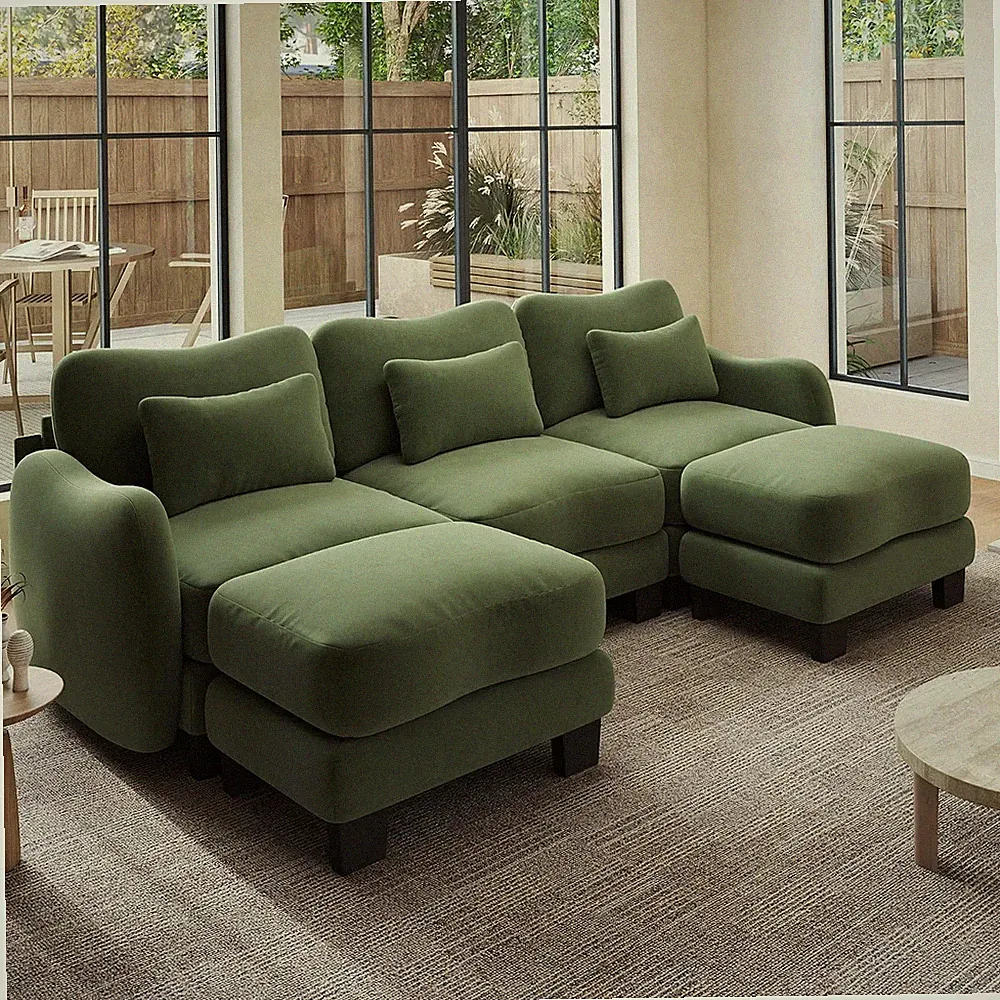 Modular Sectional Couch, Cloud Sofa for Living Room, 101" U-Shaped Couch with 2
