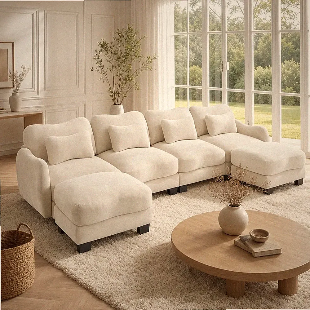 Modular Sectional Couch, Cloud Sofa for Living Room, 132" U-Shaped Couch with 2