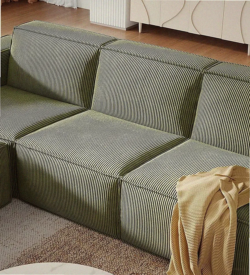 Modular Sectional Couch Corduroy Sofa Seat Living Room No Assembly Green