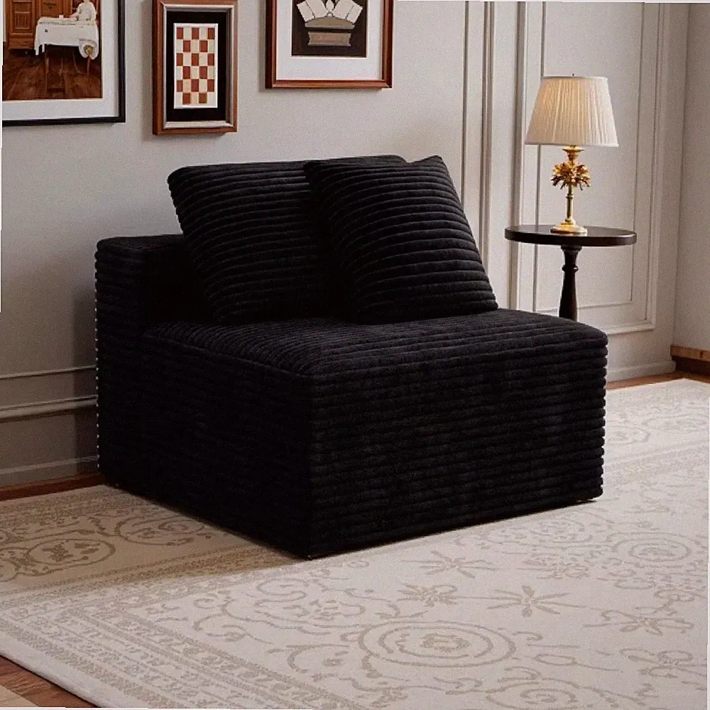 Modular Sectional Couch for Small Space Corduroy Floor Sofa No Assembly Required