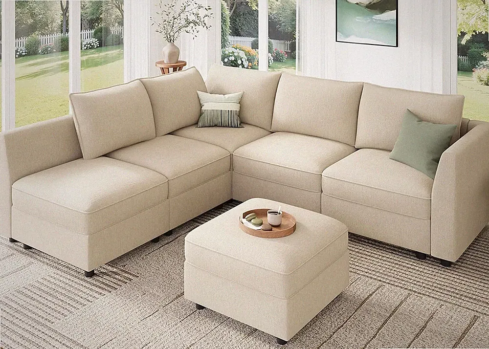 Modular Sectional Couch L Shaped Sectional Sofa with Storage, Convertible Couche