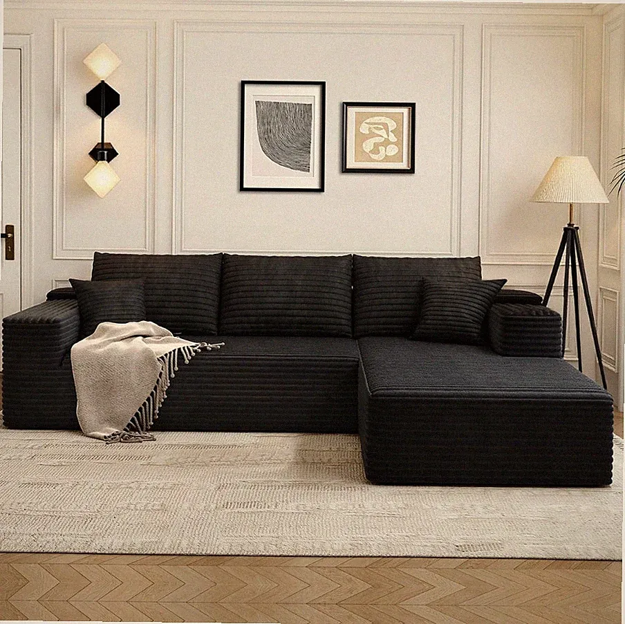 Modular Sectional Couch with L-Shape Chaise, Modern Boneless Couch sofa bed