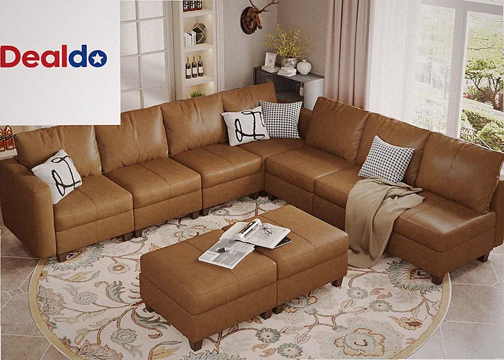 Modular Sectional Couch with Storage, Faux Leather Sectional Modular Sofa Sectio