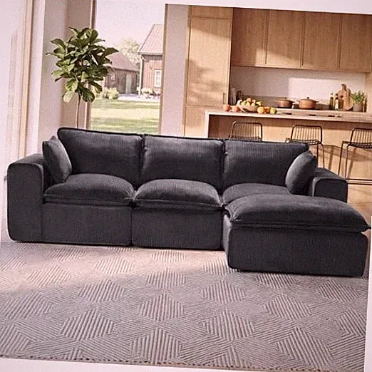 Modular Sectional Couches for Living Room, 108" Cloud Couch, 4 Seater l Grey