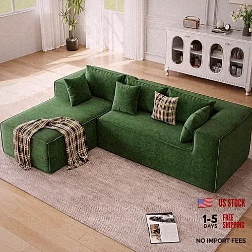 Modular Sectional Couches for Living Room, Cloud Sectional Couch with Green